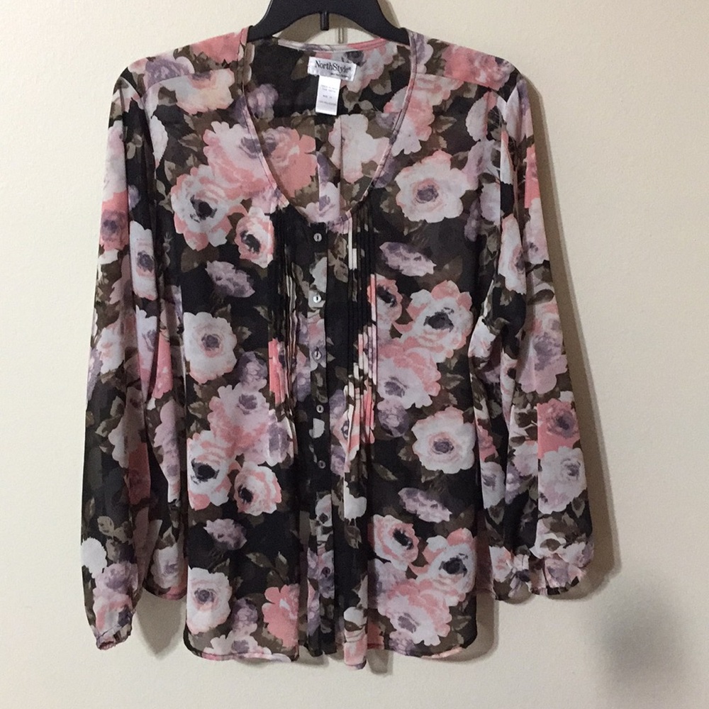 Delicate Sheer Pin Tuck Blouse by North Style